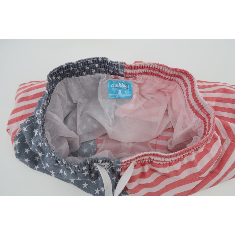 Chubbies Swim Trunks Small Red White Blue Lined 5.5" American Flag Patriotic - Picture 9 of 9